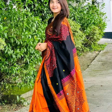 Dupian Silk Saree Block Printed-DS-401